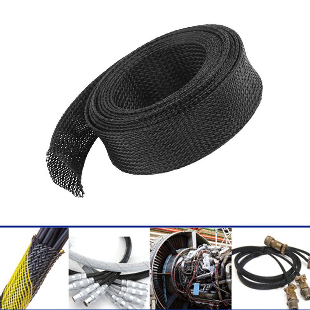 4/6/8/10/12/15/18/20/25mm Tight PET Expandable Wire Braid Sleeving Protection Cable Insulation