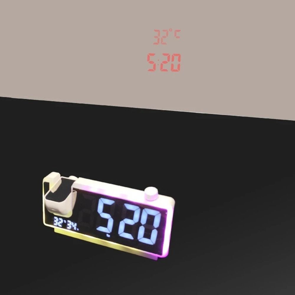 Temperature Display LED Electronic Clock Colorful LED Projection Desk Clock Bedroom Nightstand