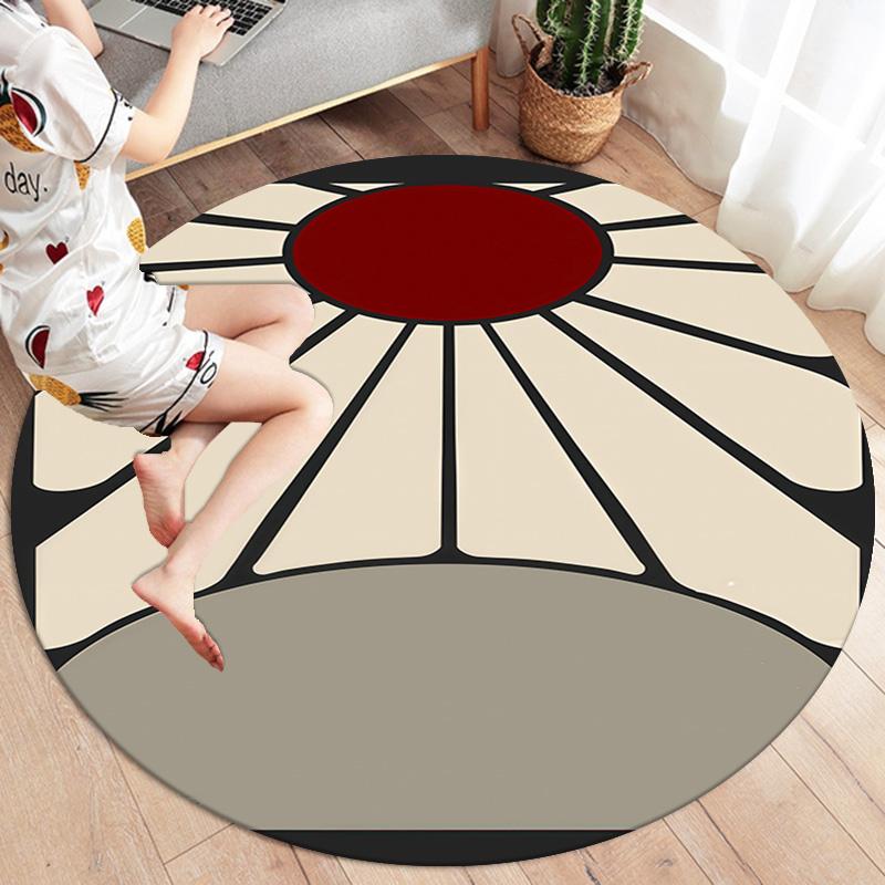 Demon Slayer Art Round Area Rug Carpet Rug For Living Room Bedroom Sofa Playroom Decor Nonslip Floor Mat
