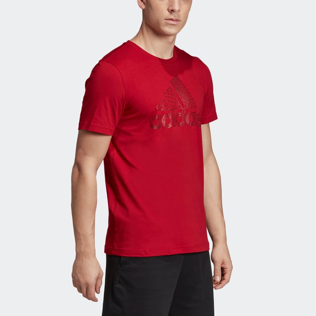 Adidas Letter Comfortable Versatile Sports Crew Neck Short Sleeve T-Shirt Men Tops Deep-Red ED7276