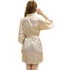 Summer Bride Wedding Nightgown Cardigan, Thin Five-Point Sleeve, Solid Color Morning Gown