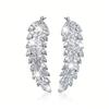 Popular in Europe and the United States, fashionable feather stud earrings, women's micro-inlaid zircon earrings, versatile jewelry