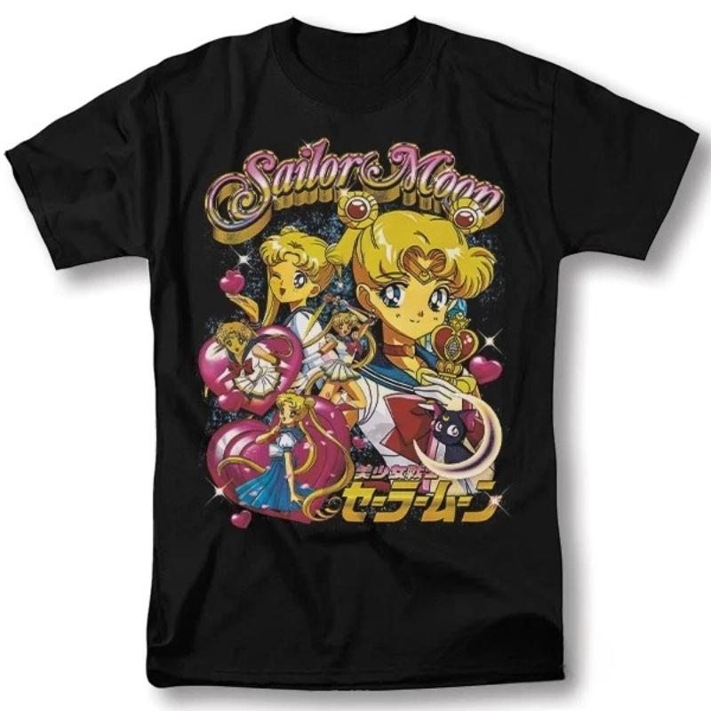 Sailor Moon Shirt Comic Cosplay Vintage Graphic Design T-Shirt Summer New Men and Women Streetwear