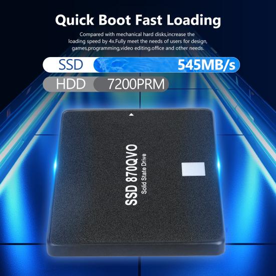 870 QVO SATA III 2.5-inch SSD R/W Speed Up To 545MB/s 530MB/s 1/2/4TB Internal Solid State Drive Compatible with PC Computer Desktop Laptop