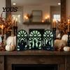 Stable Solid Wood Halloween Ornament Glow-in-the-Dark Table Decoration, Witch Ghost Silhouette Design, Foldable Tabletop Decor Luminous Ornament, for