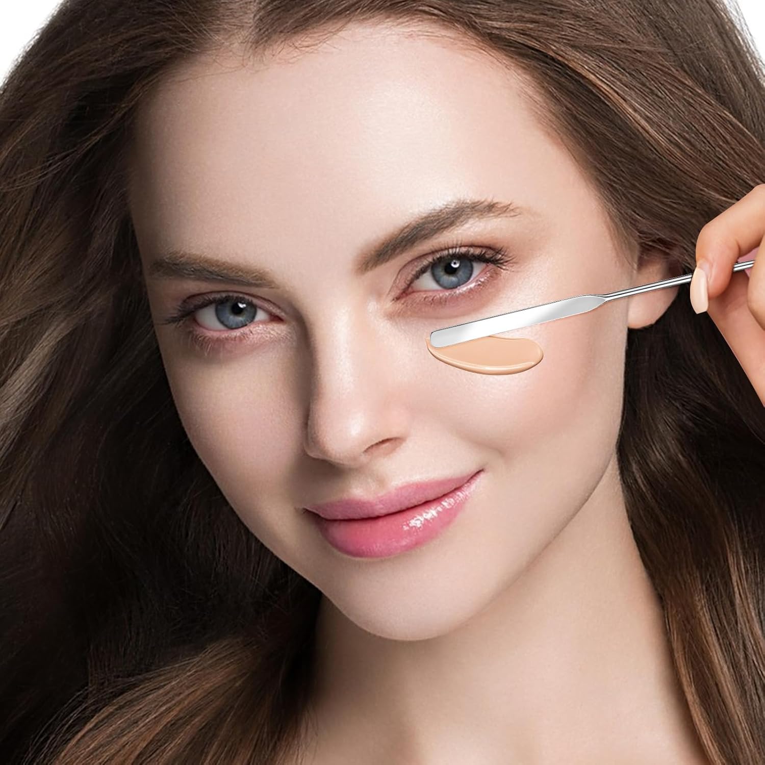 3 Pcs Makeup Spatula,Foundation Cosmetic Spatula,Stainless Steel Facial Beauty Spatulas Tiny Face Professional Makeup Palette Mixer Face Cream