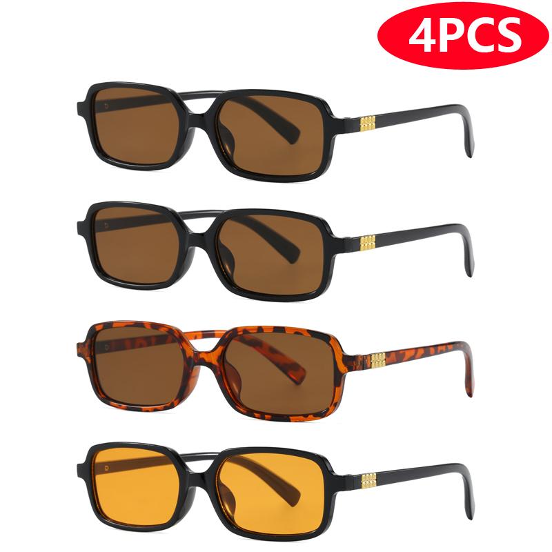 4pcs/6pcs New Small Square Sunglasses Sets Women Retro Eyeglasses Minimalist Style Design Sunshade UV400 Glasses Unisex