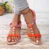 thick-soled wedges large-size sandals summer new bohemian beach sandals fashion versatile rhinestone mom sandals