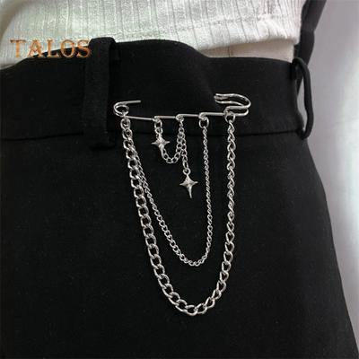 Unisex-Wäschenadel mit Stern und Kette, Dekoration aus Legierung, Hip-Hop-Stil, individuelle Brustdekoration, Brosche, Party-Club, rutschfeste Tasche, Hosenschmuck