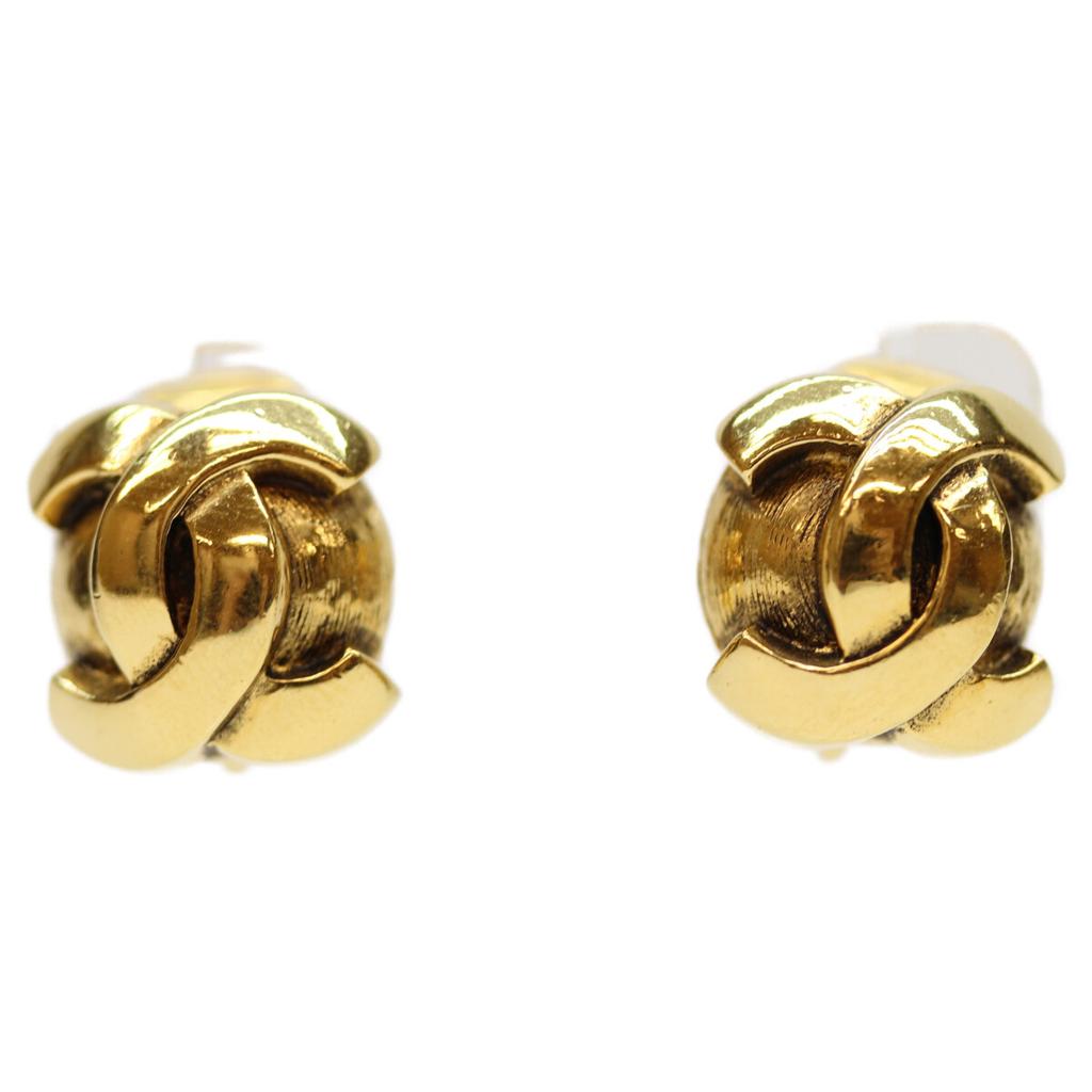 CHANEL 209 Gold Plated CC Logos Earrings Earring goldUsed