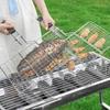 Rejilla Portátil de Acero Inoxidable para Parrilla Barbacoa al Aire Libre Cesta para Asar Pescado Mango de Madera Herramienta para Barbacoa Camping Picnic Cocina