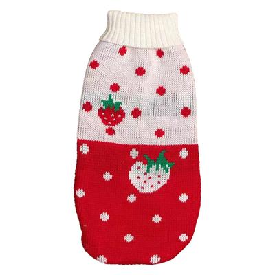 Maglione per Gatto a Collo Alto a 2 Zampe Caldo Motivo Fragola Elegante Carino Maglione Lavorato a Maglia per Animali Domestici per Tutti i Giorni