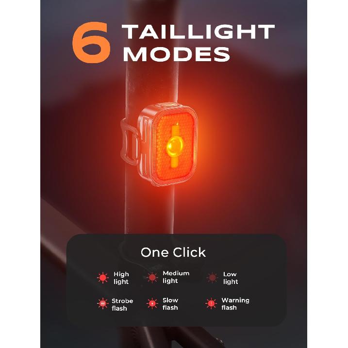 Bike Lights Set With Wide-Angle Reflectors, 8+6 Modes & Ultra-Light Bicycle Lights Powersports Accessory, IP65 Waterproof & Dual USB-C 1-2 Hrs Fast