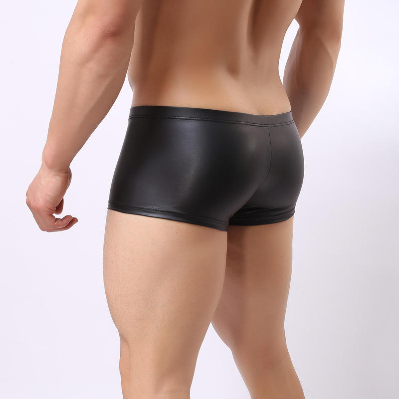 Sexy Men's Faux Black Leather Panties Underwear Man Boxer Briefs Trunks Boxer Shorts And Underpants Boxers Man Pack