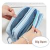 Staged Type Pencil Bag Pen Case 3 Compartment Transparent Front Cream Color Storage Pouch for Stationery School