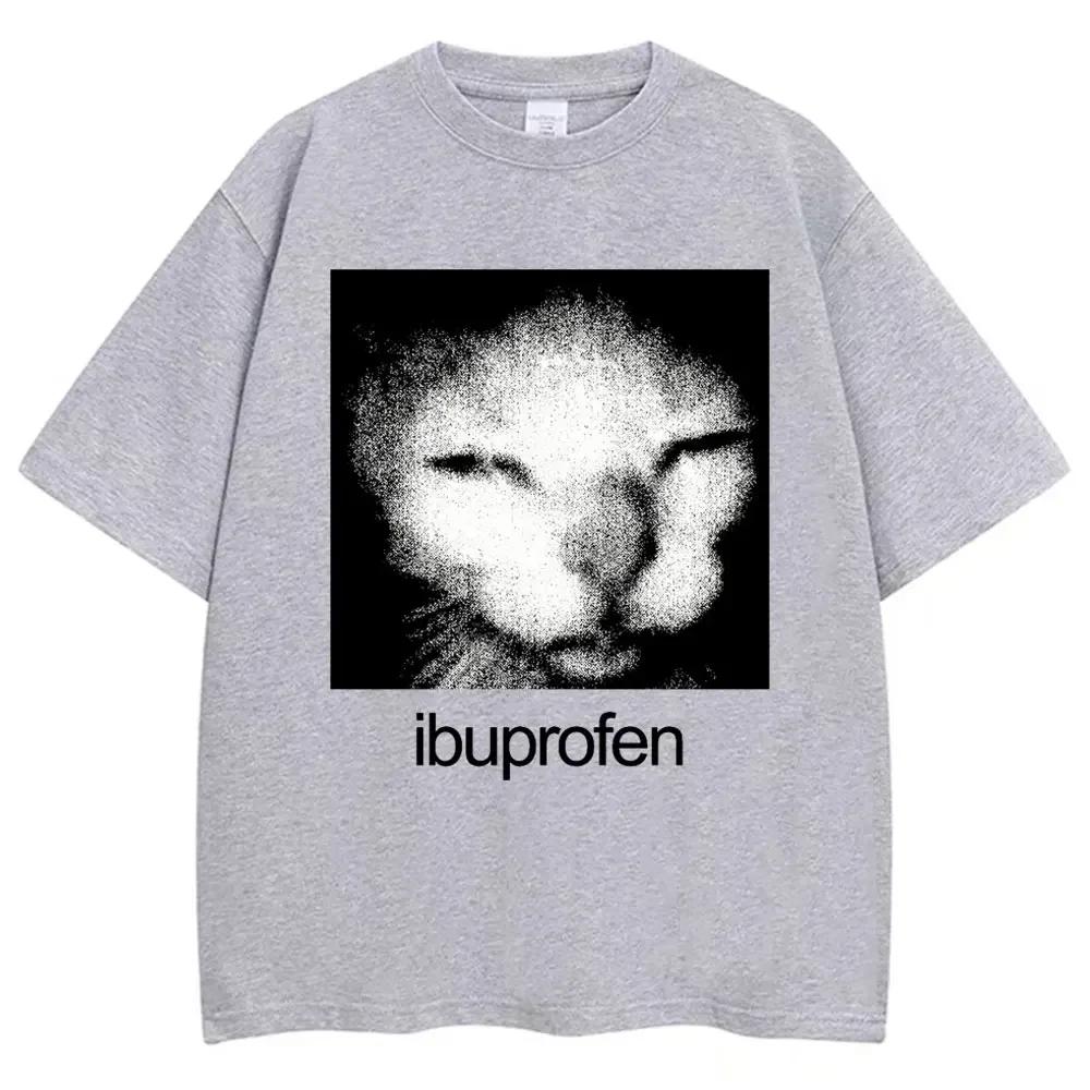 Vintage Lustiges Ibuprofen Katze Meme Grafik Damen Kurzarm Freizeit T-Shirt Mode Harajuku Kawaii T-Shirt Y2K Kleidung