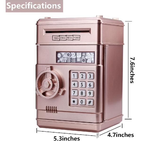 Piggy Bank for Kids, ATM Electronic Password Cash Coin Bank, Money Saving Box for Kids, Boys Girls Birthday Gift (New Rose Gold)