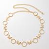 New Women's Sweet Rhinestone Butterfly Circle Metal Versatile Fashionable Waist Chain Adjustable Delicate Women's Belt
