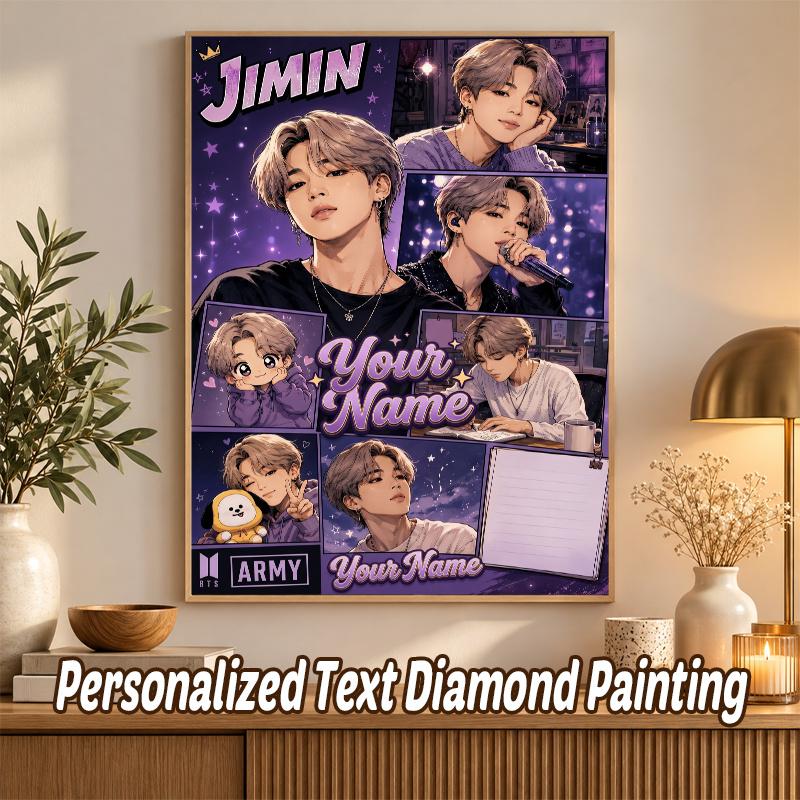 BTS Custom Name Text 5D Diamond Painting Kit DIY Full Drill Diamond Art Decoration