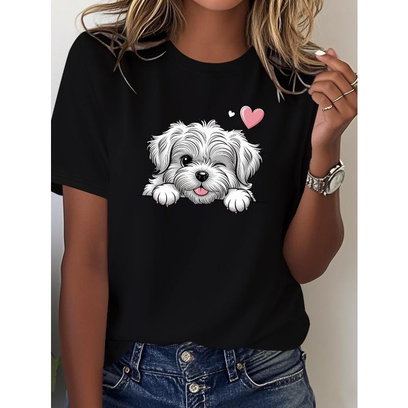 

A Soft T-Shirt Women S Casual Short-Sleeve Crew Neck T-Shirt with A Let S Glow Crazy Print, Perfect for Summer and Spring S чёрный