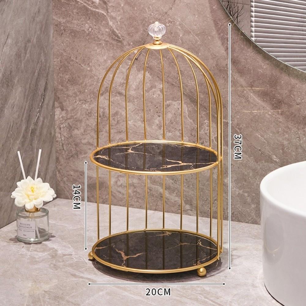 Double-layer Makeup Storage Shelf Large-capacity Bird Cage Holder Cosmetic Shelf  Storage Rack