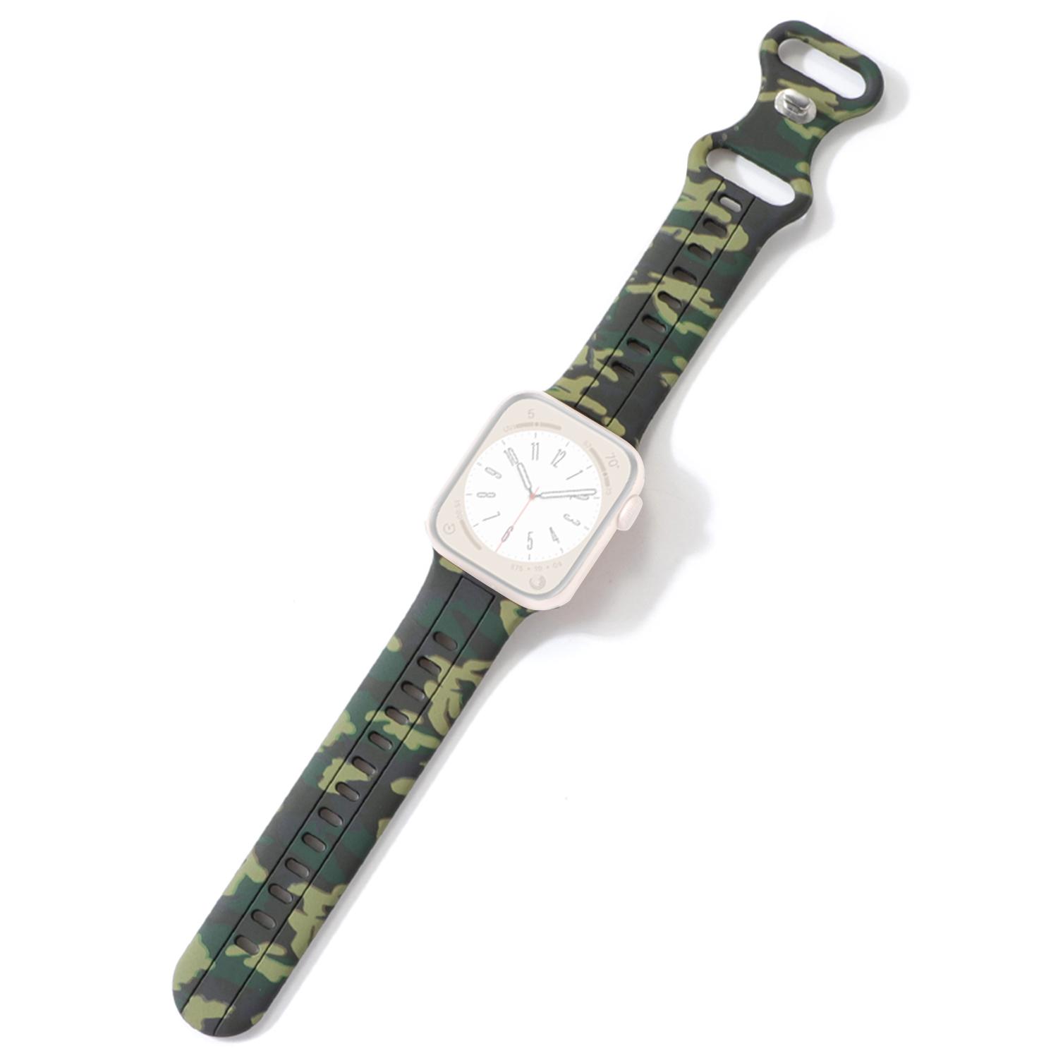 

Silicone Watch Bands for Apple Watch Series 10 42mm/9 8 7 41mm/SE (2023) SE (2022) SE 6 5 4 40mm/3 2 1 38mm Camouflage Waterproof Watch Bracelet Army Green