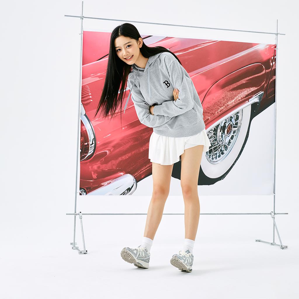 New MLB MONOGRAM Collection Boston Red Sox 24FW Hoodie Unisex Heather Gray 3AHDM0144-43MGS