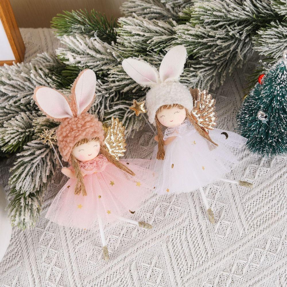 Festival Christmas Rabbit Ears Angel Dolls Handmade Christmas Tree Decoration  Home Xmas Decor