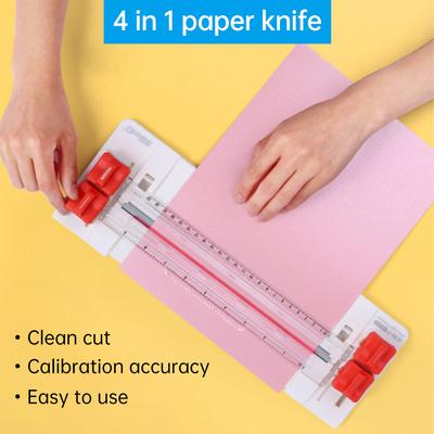 Cortadora rotativa de papel mini 4 en 1 KW-trio, longitud de corte de 23 cm para papel de ancho A3 A4, máquina cortadora de papel de escritorio con accesorios