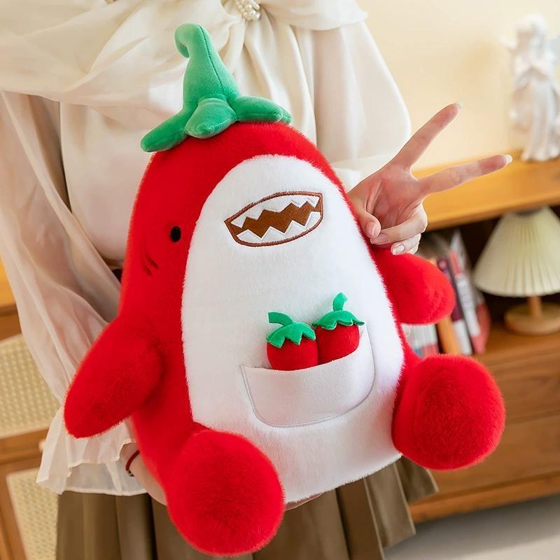 Creative Pepper Chili Shark Plush Doll Marine Animal Cushion Plushie Gift Toy