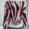 Loose Knitwear Vintage Cardigan Sweater Long Sleeve V Neck Autumn Winter Color Print Top