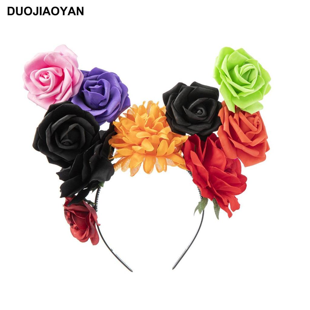 Halloween Flower Headband with Spider for Cosplay or Makeup Party