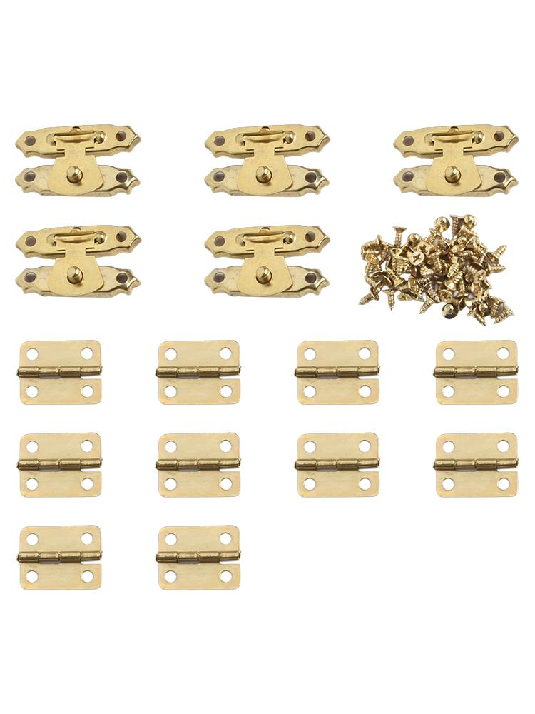 Ensemble de 15 pièces Charnières Bronze Antique 16*12mm Avec Boîte Loquet Loquets Vis Boucle Rétro Cadenas Boîte à Bijoux en Bois Serrure