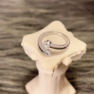 Trendy Versatile Open Zirconia Ring: Cool, Stylish, Shiny Design for Women
