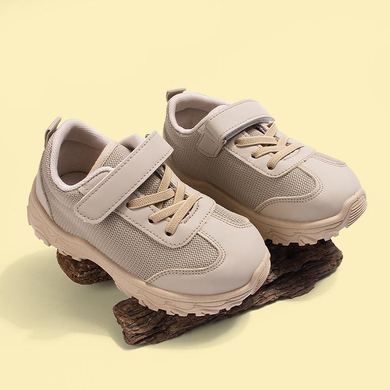 Spring Mesh Boys' Mid-Large Thick Sole Casual Velcro Sports Running Shoes