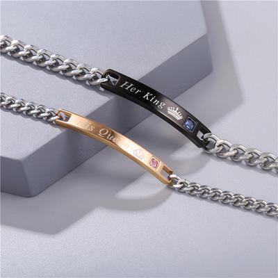 Her King/His Queen Valentine Birthday Couple Lover Gift Bracelet