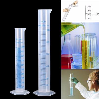 Probetas graduadas de plástico de 10 ml a 500 ml, suministros de laboratorio, herramientas de laboratorio