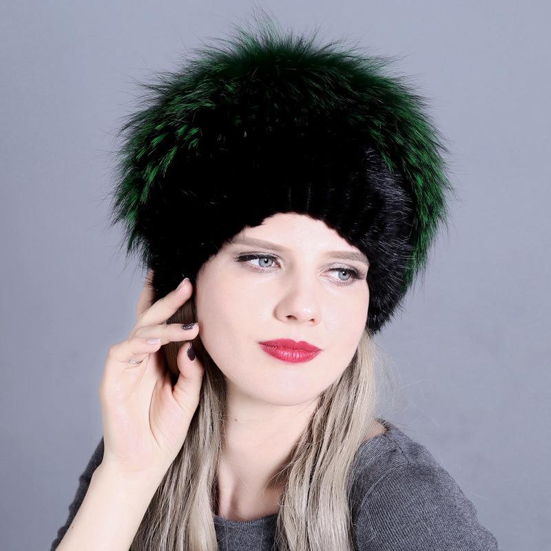 New mink headgear European and American fashion women's winter mink fur hat silver fox hair hat adult