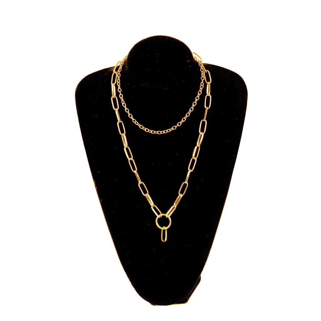 Europe, America, Simple Double-layer Stacked Back Chain Love Necklace Female, Harajuku Hip-hop Peach Heart Necklace
