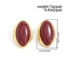 1 Pair Retro Resin Acrylic Oval Stud Earrings for Women Trendy Gold Color Geometric Earrings Fashion Jewelry Accessories