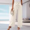 Women's High-Waisted Wide Leg Pants with Pockets - Color Casual Loose Fit Trousers for Daily Wear
