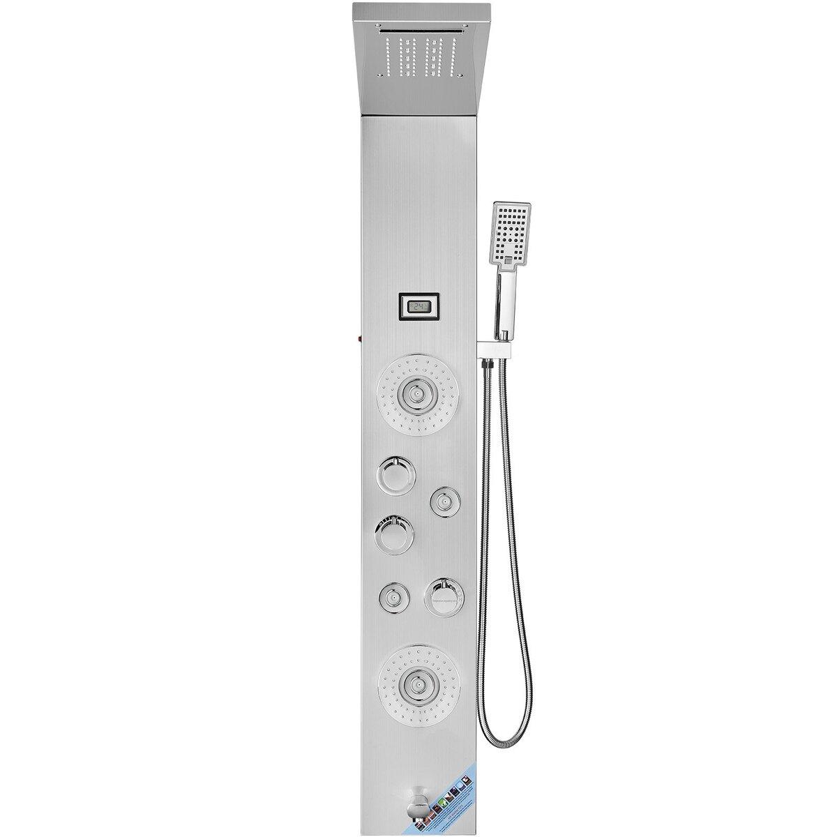 Colonne de Panneau de Douche 6 Modes LED & Affichage Acier Inoxydable Pluie
