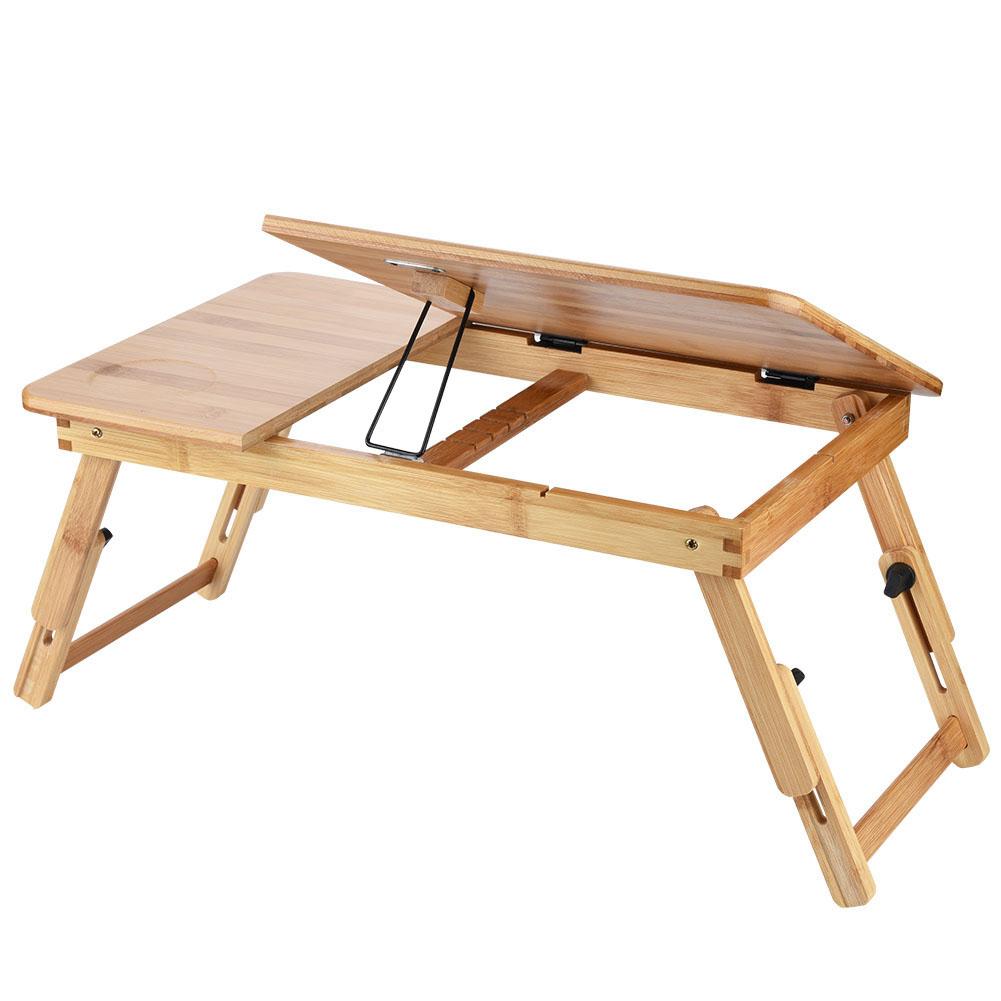 Taşınabilir Katlanabilir Ahşap Bambu Bilgisayar Dizüstü Bilgisayar Masası Kanepe Yatak Dizüstü Bilgisayar Standı 50*30