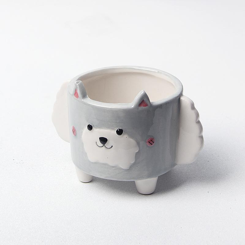 Animal Ceramic Flowerpot Cute Corgi Lamb Vase Cartoon Animal Decor Art Flower Arrangement Home Succulent Potted Home Decoration