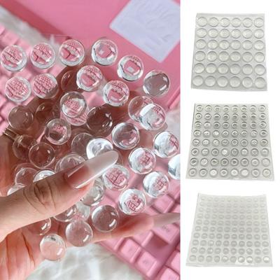 36/40/64/100Pcs Silicone Long Nails Keyboard Stickers Clear Nail Art Typing Sticker Women Raised Keyboard Bubbles Laptop PC Keyboard Covers