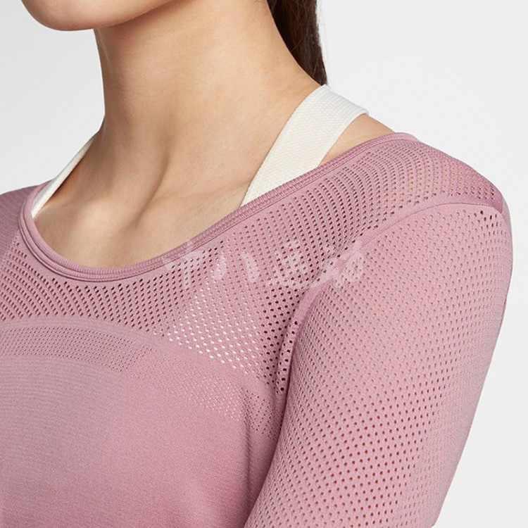 Nike Logo Print Casual Sports Running Breathable Fitness Crew Neck Pullover Long Sleeve T-Shirt Women T-Shirt Pink BQ9554-515