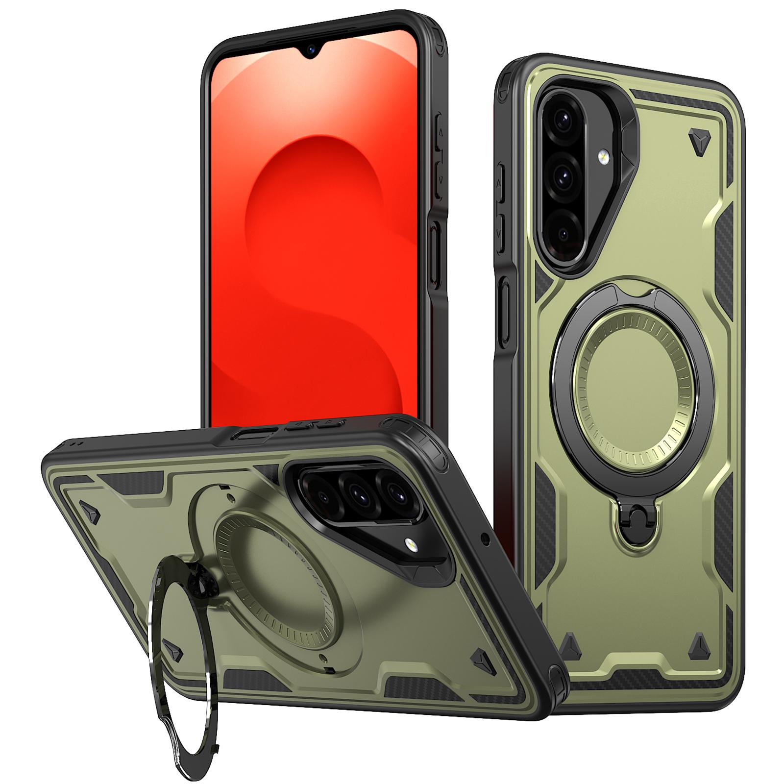 

For Samsung Galaxy A26 5G Case Compatible with MagSafe Military Protection PC+TPU Kickstand Phone Cover Olive Green