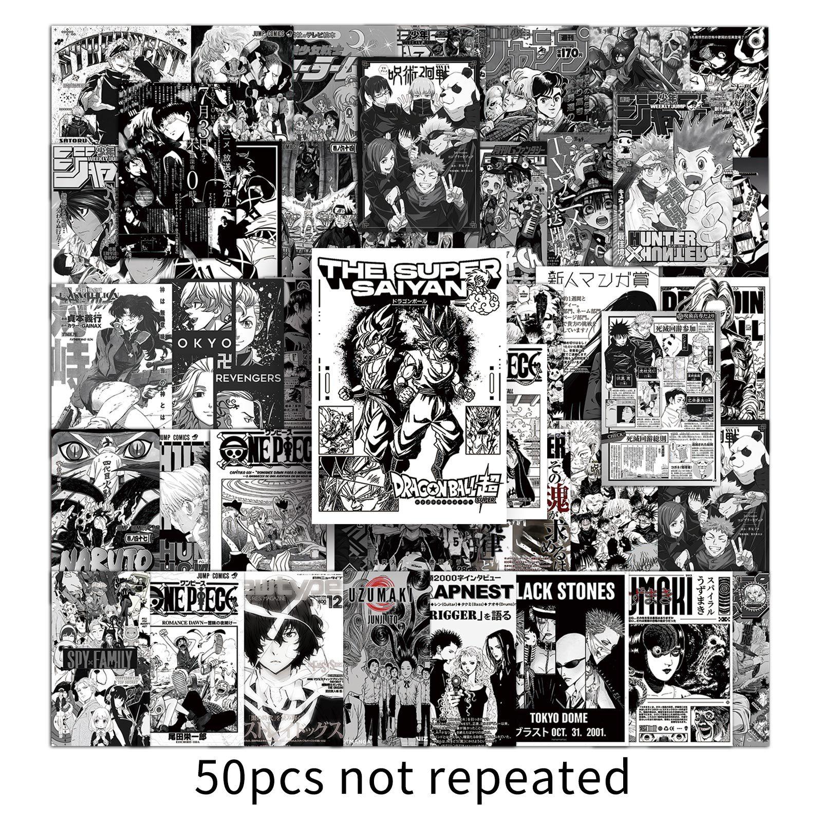 

50 New Black And White Day Comic Poster Graffiti Decals Spells Back To Battle Decorative Mobile Phone Computer Tablet Decals