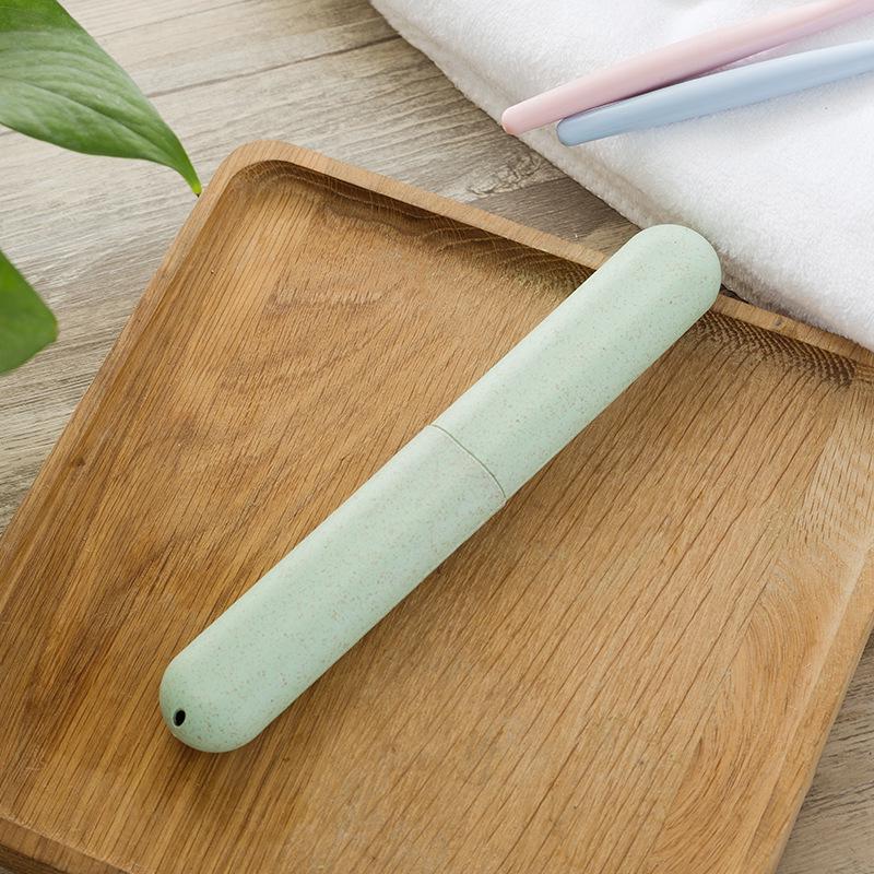 Compact Wheat Straw Travel Toothbrush Holder & Toiletries Storage Box