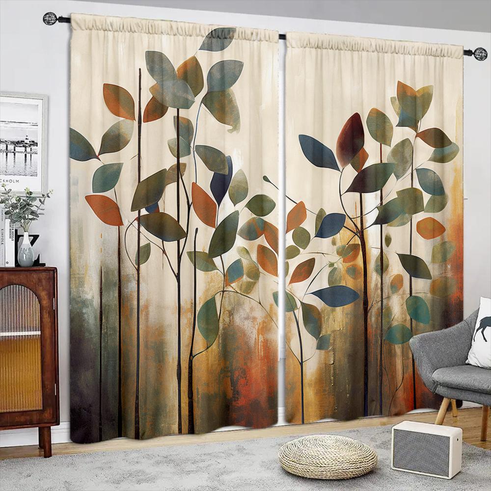 Oil Paintting Vintage Sunflower Flower Window Curtain Blinds For Living Room Kid's Bedroom Bathroom Kicthen Door Home Decor2Pcs